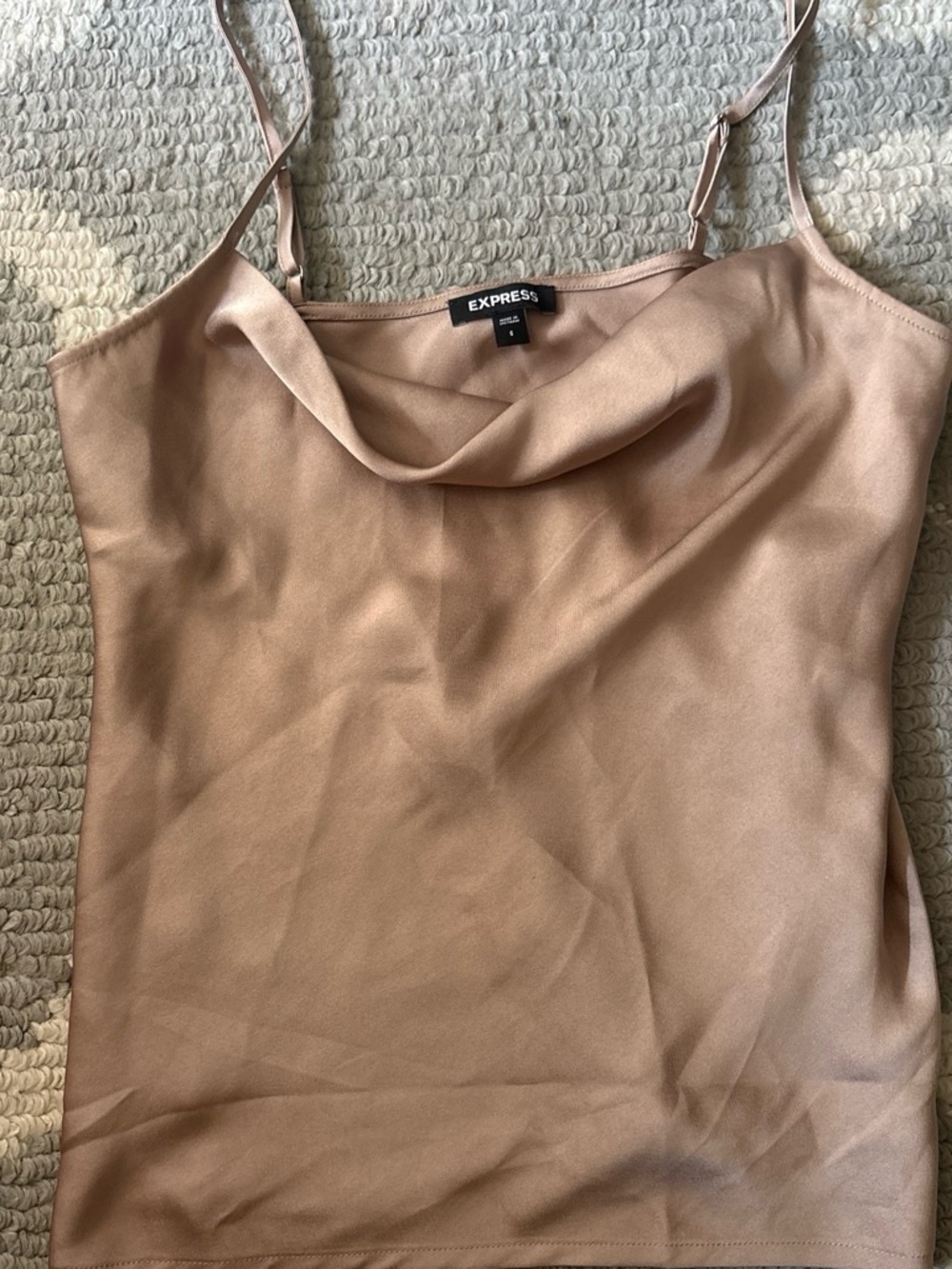 Express Satin Cowl Neck Camisole in Nude Pink